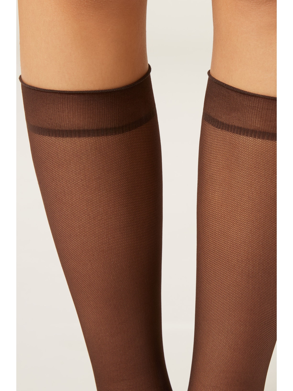 Meia Curta Transparente Em Tule Marrom Calzedonia