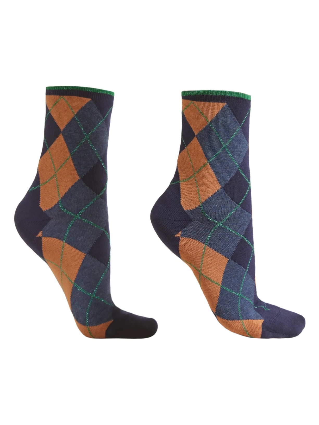 Meia Curta Xadrez Argyle - Azul