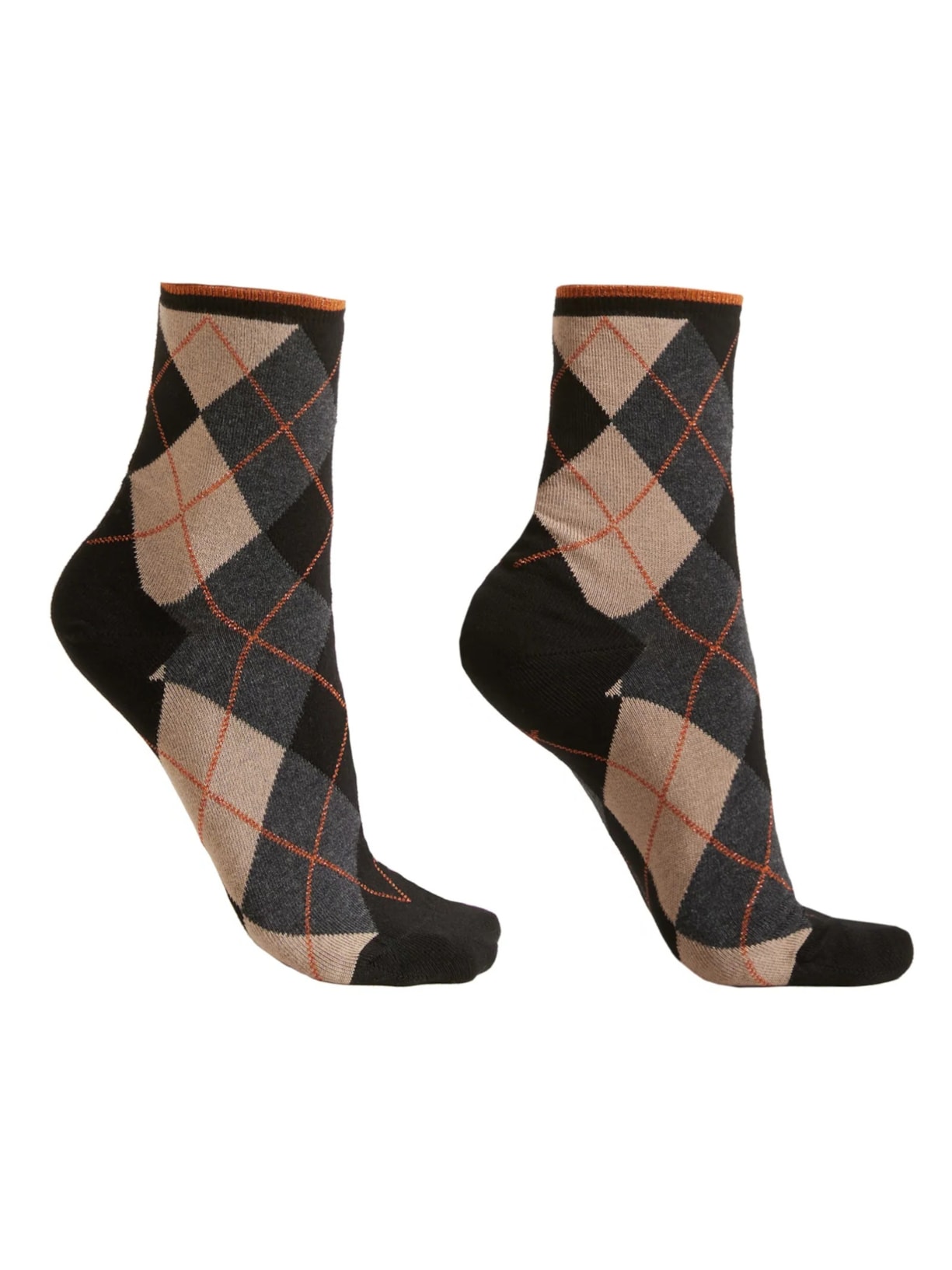 Meia Curta Xadrez Argyle - Preto