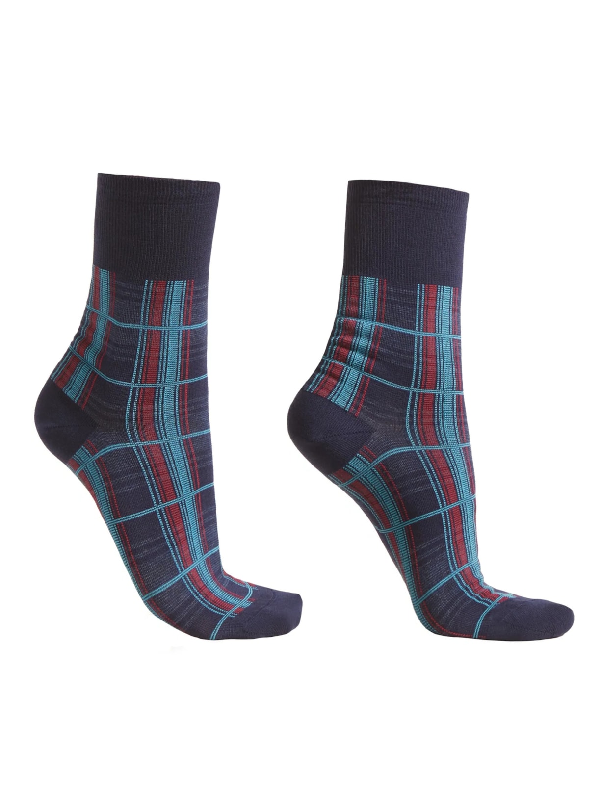 Meia Curta Xadrez Tartan - Azul