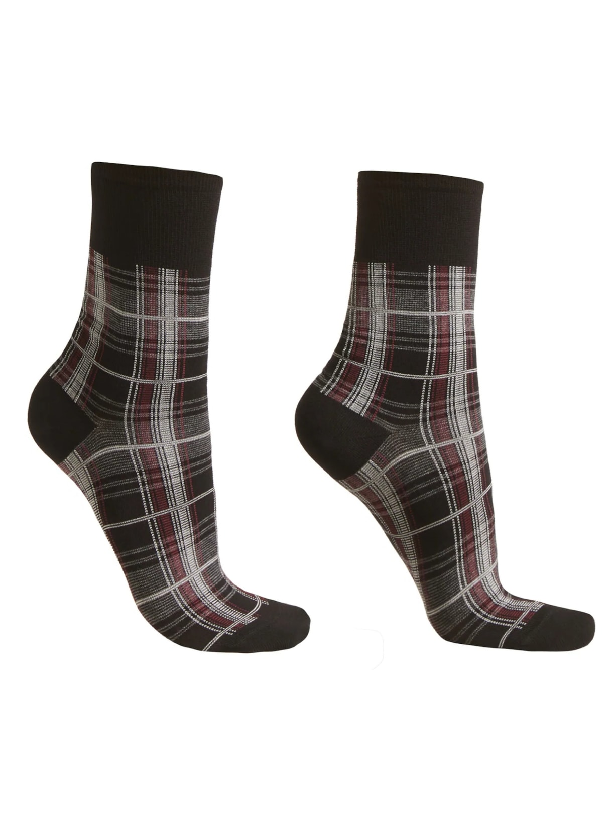 Meia Curta Xadrez Tartan - Preto