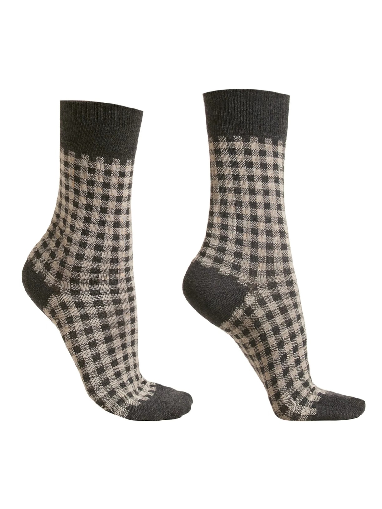 Meia Curta Xadrez Vichy - Cinza