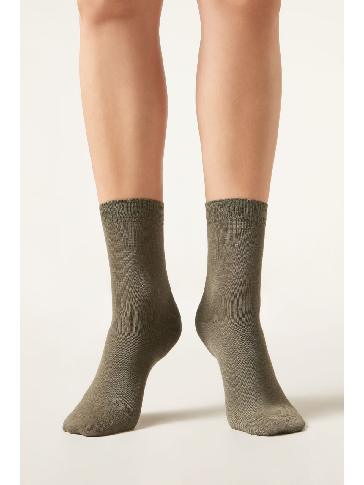 Meia Em Lã e Algodão Sem Borda Verde Calzedonia