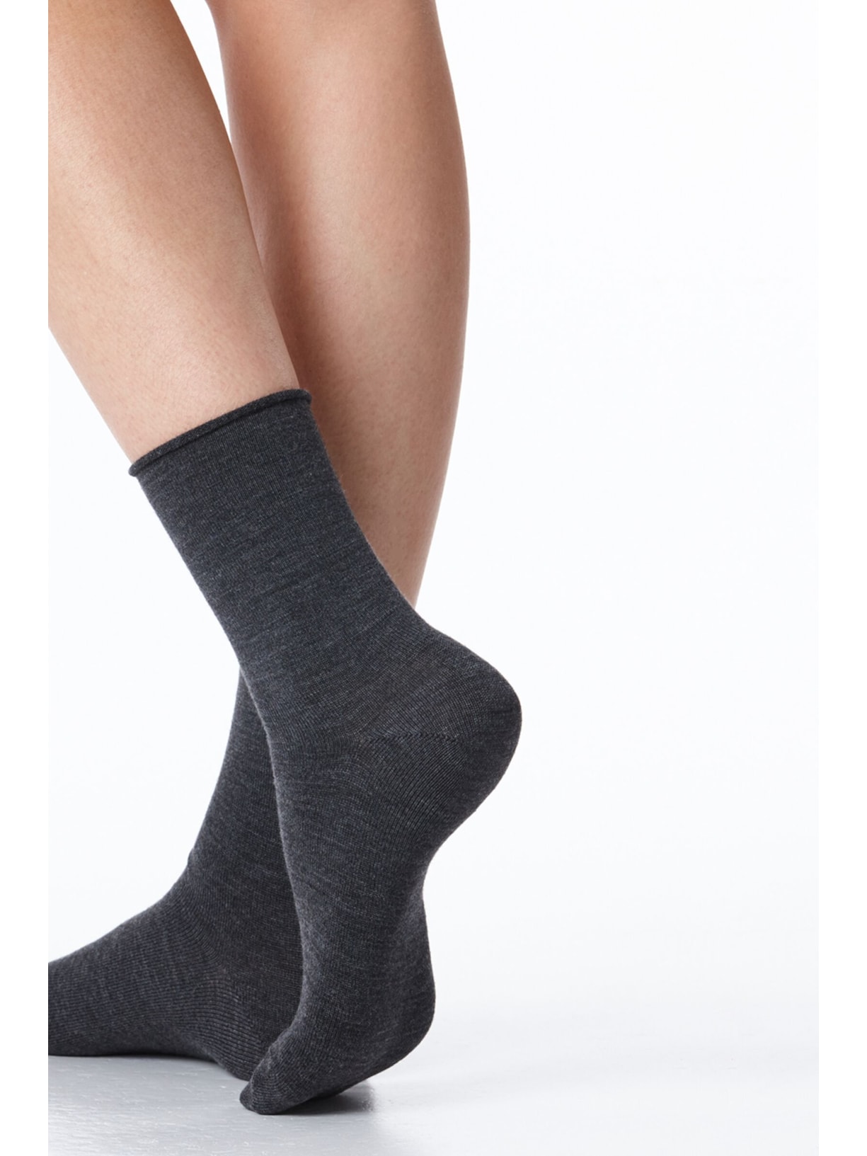 Meia Em Lã e Algodão Sem Punho Cinza Calzedonia