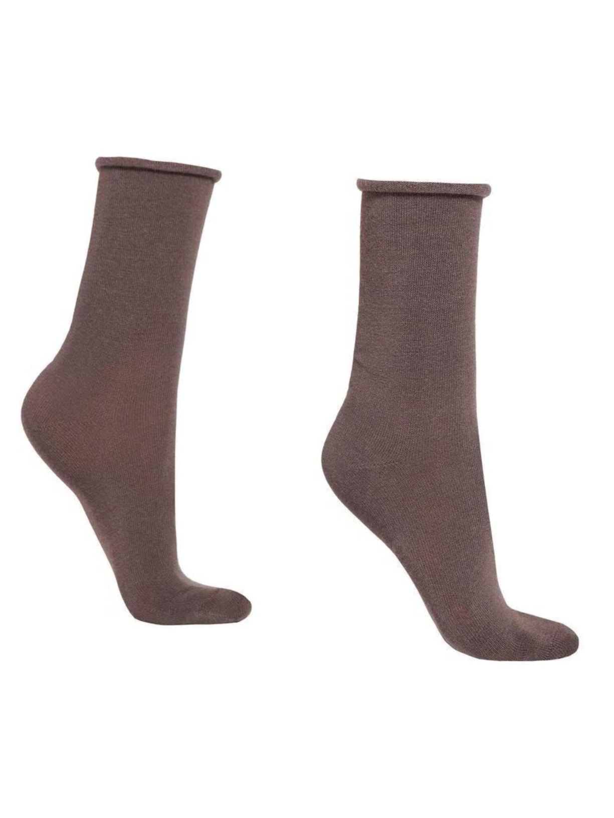 Meia Em Lã e Algodão Sem Punho Marrom Calzedonia