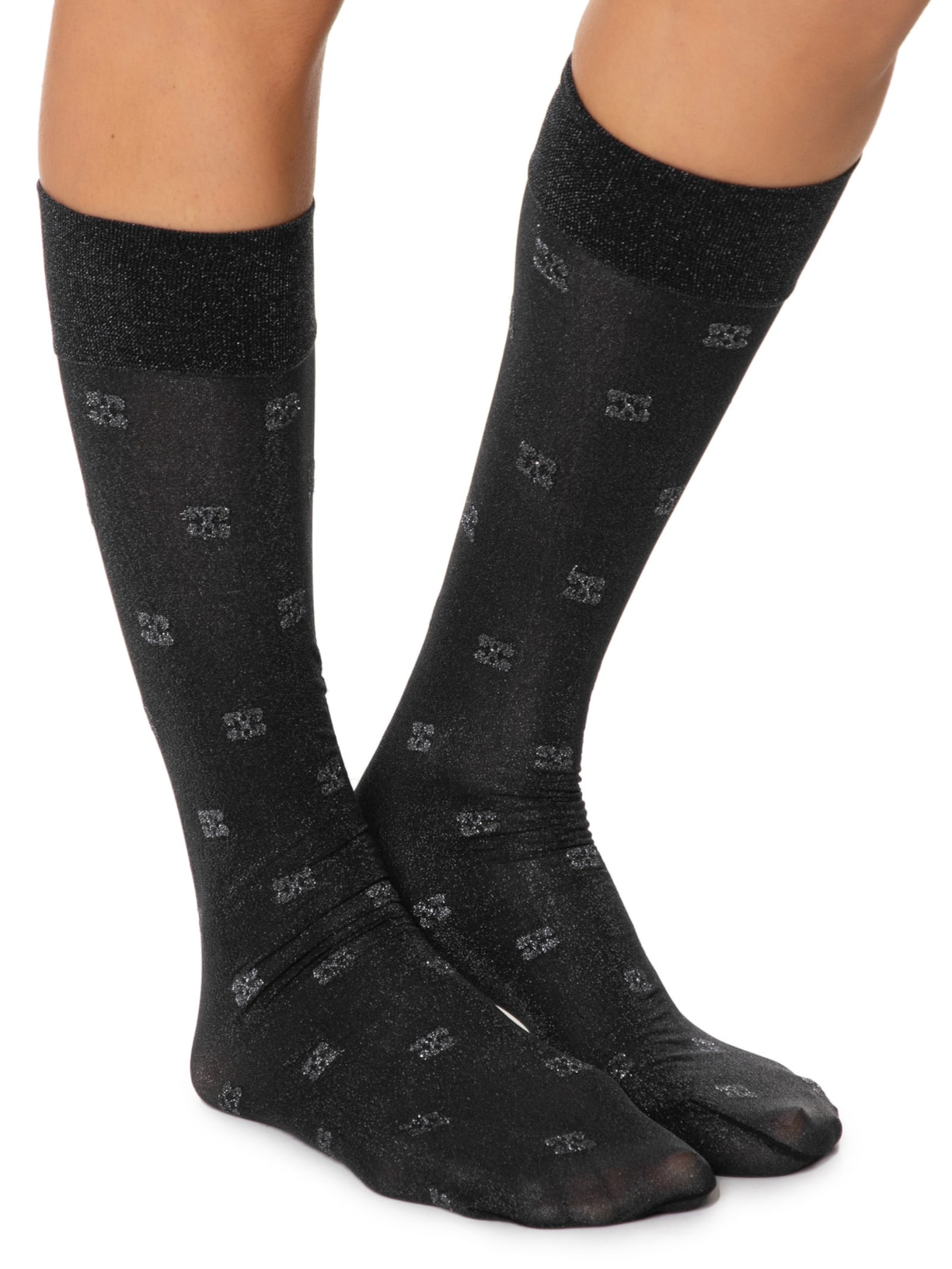 Meia Feminina Butterfly Lace Socks Glitter Preto Ganni