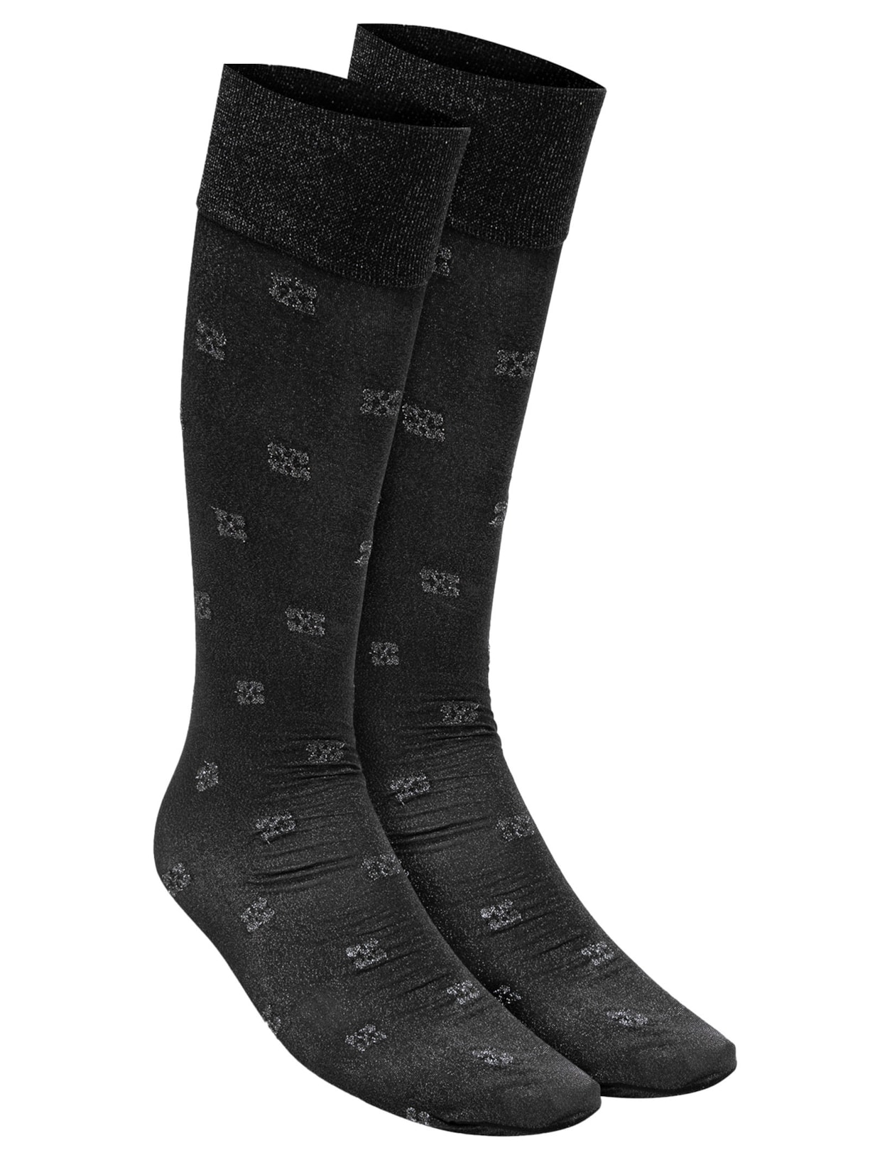Meia Feminina Butterfly Lace Socks Glitter Preto Ganni