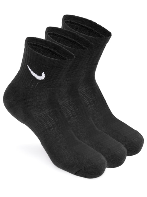 Meia Feminina Everyday Cush Ankle 3 Pares - Preto