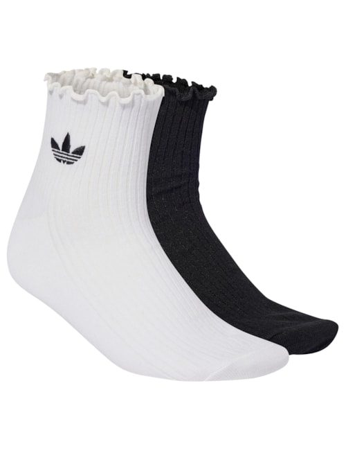 Meia Feminina Ruffle 1/4 2 Pares - Branco