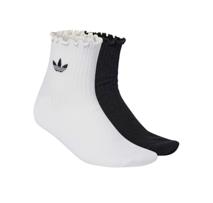 Meia Feminina Ruffle 1/4 2 Pares - Branco