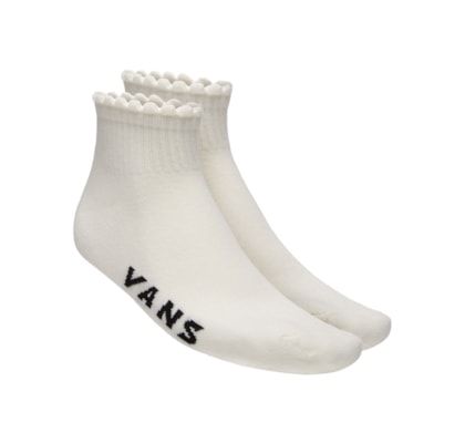 Meia Feminina Scallop Quarter Crew - Branco