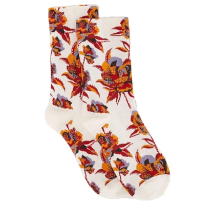 Meia Floral Lucia - Branco