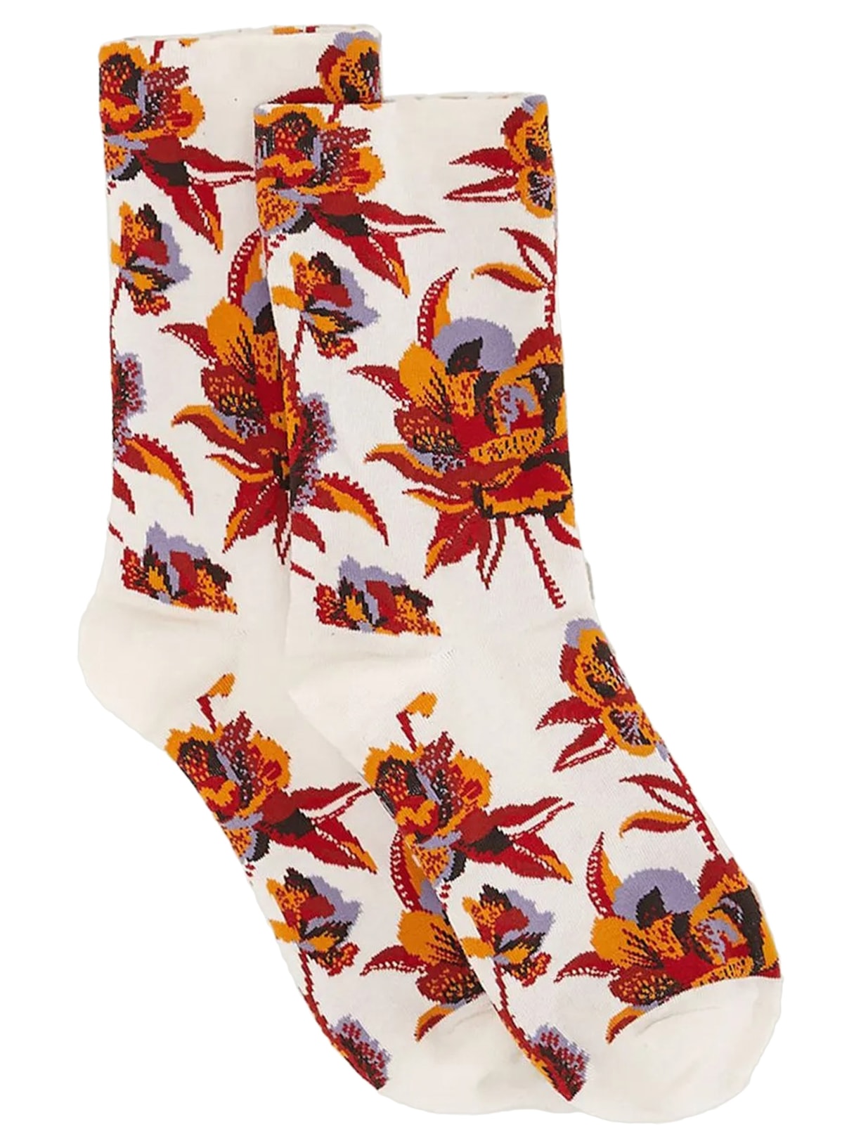 Meia Floral Lucia - Branco