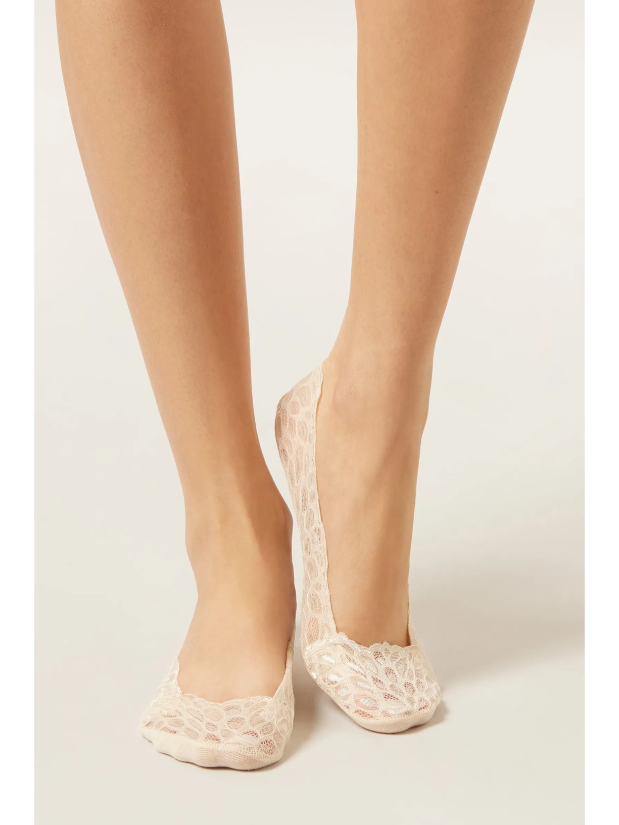 Meia Invisível Com Renda Off-White Calzedonia