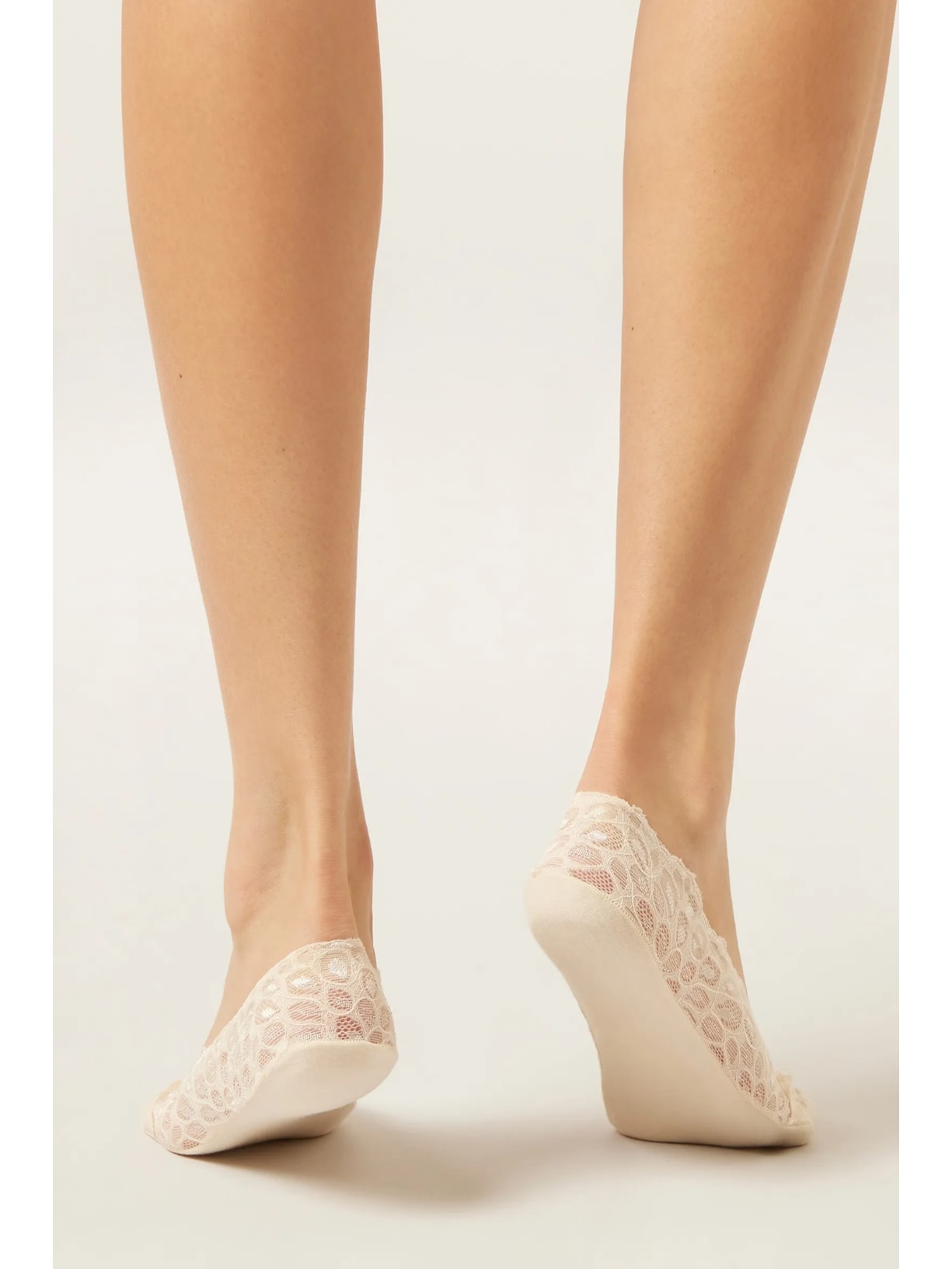 Meia Invisível Com Renda Off-White Calzedonia