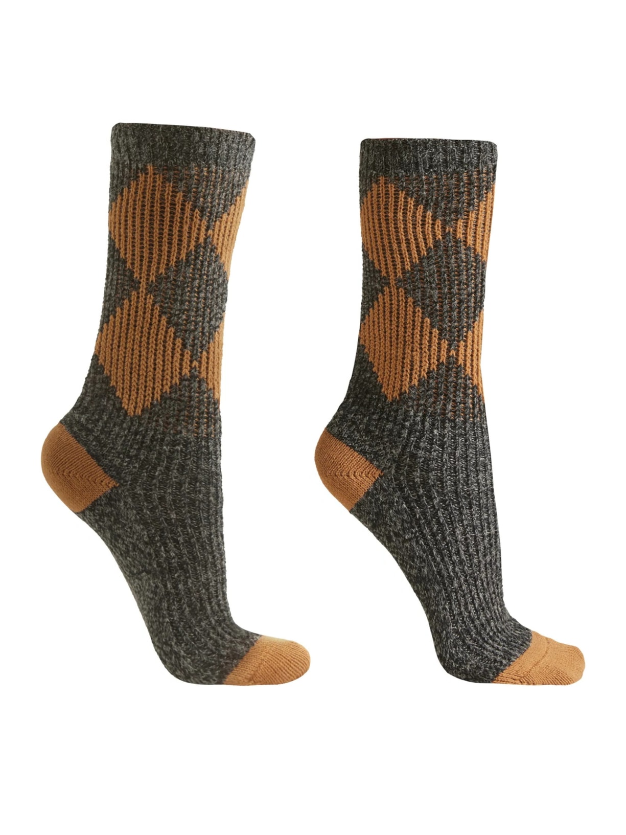 Meia Longa Com Losangos e Lã - Cinza