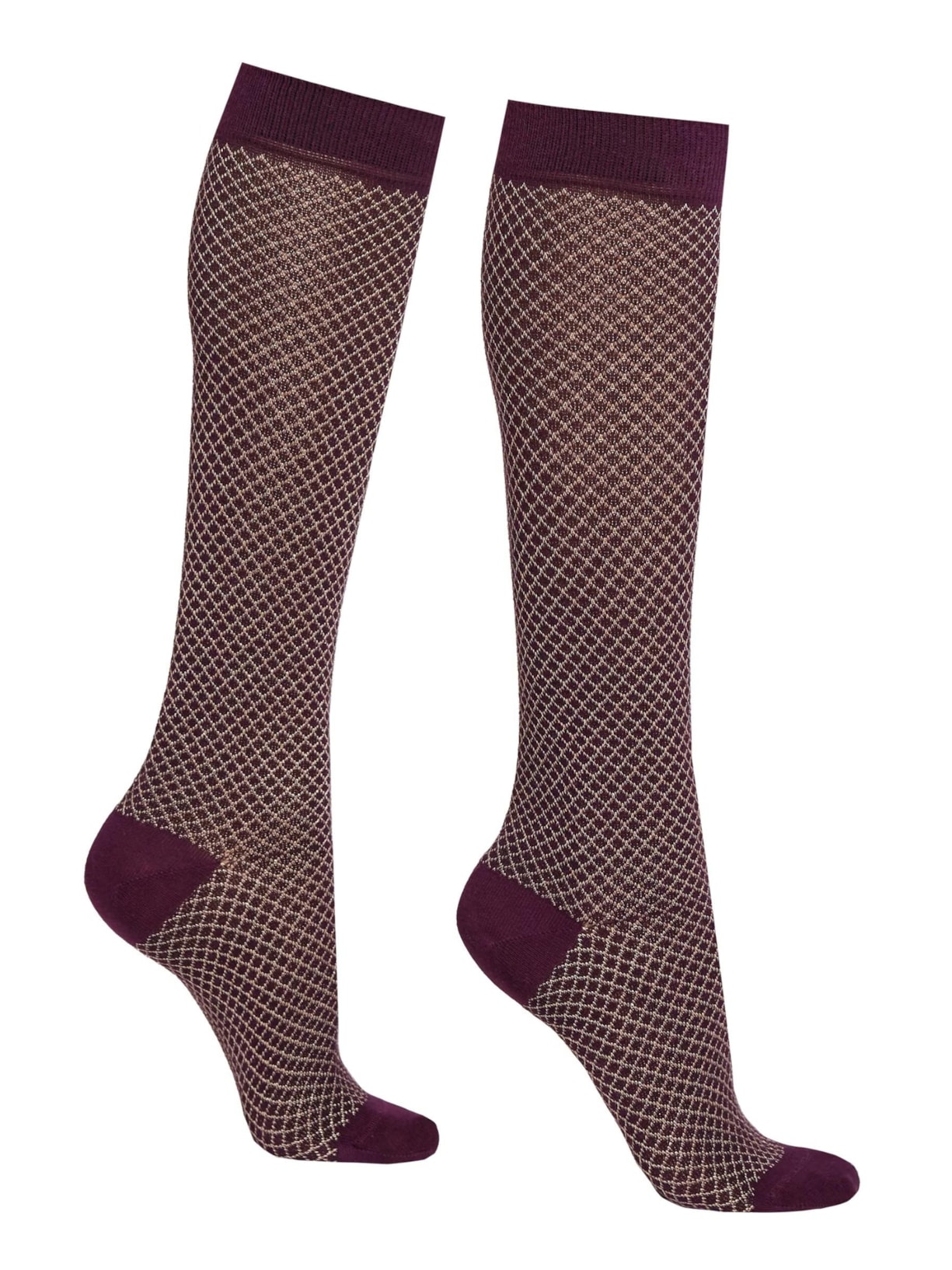 Meia Longa Com Padrão De Losangos e Glitter - Roxo