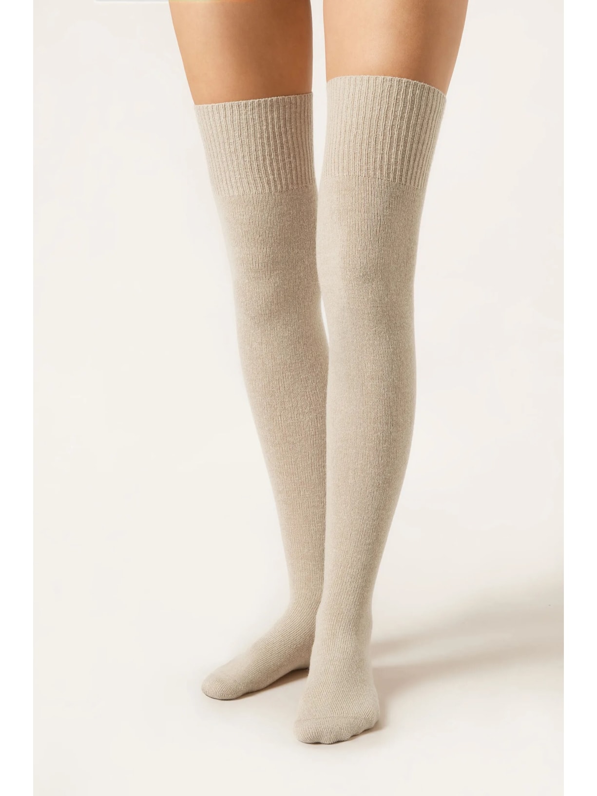 Meia Longuette Com Cashmere Bege Calzedonia