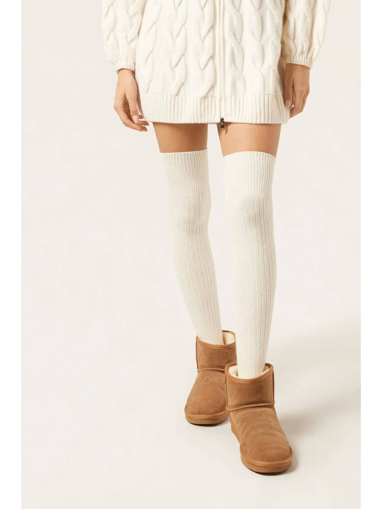 Meia Longuette Com Cashmere Branco Calzedonia