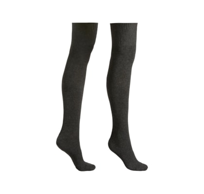Meia Longuette Com Cashmere - Cinza