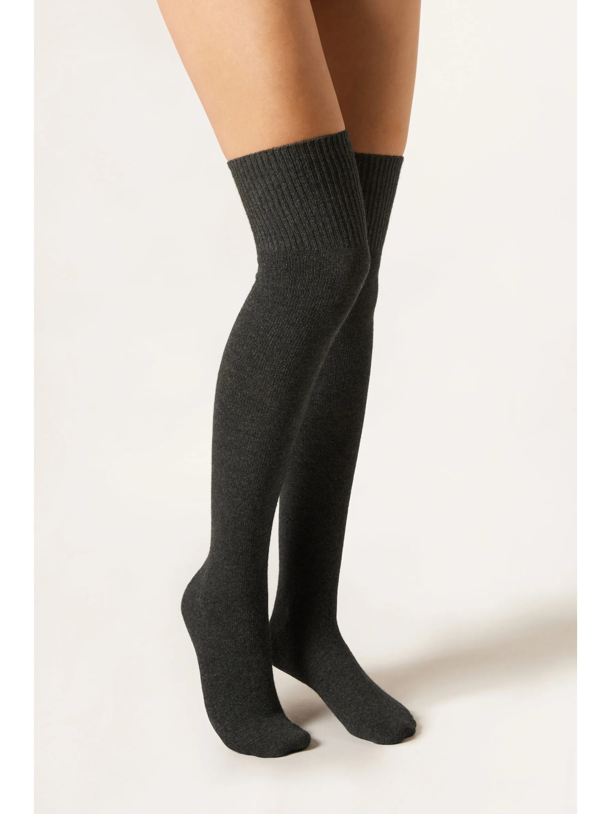 Meia Longuette Com Cashmere Cinza Calzedonia