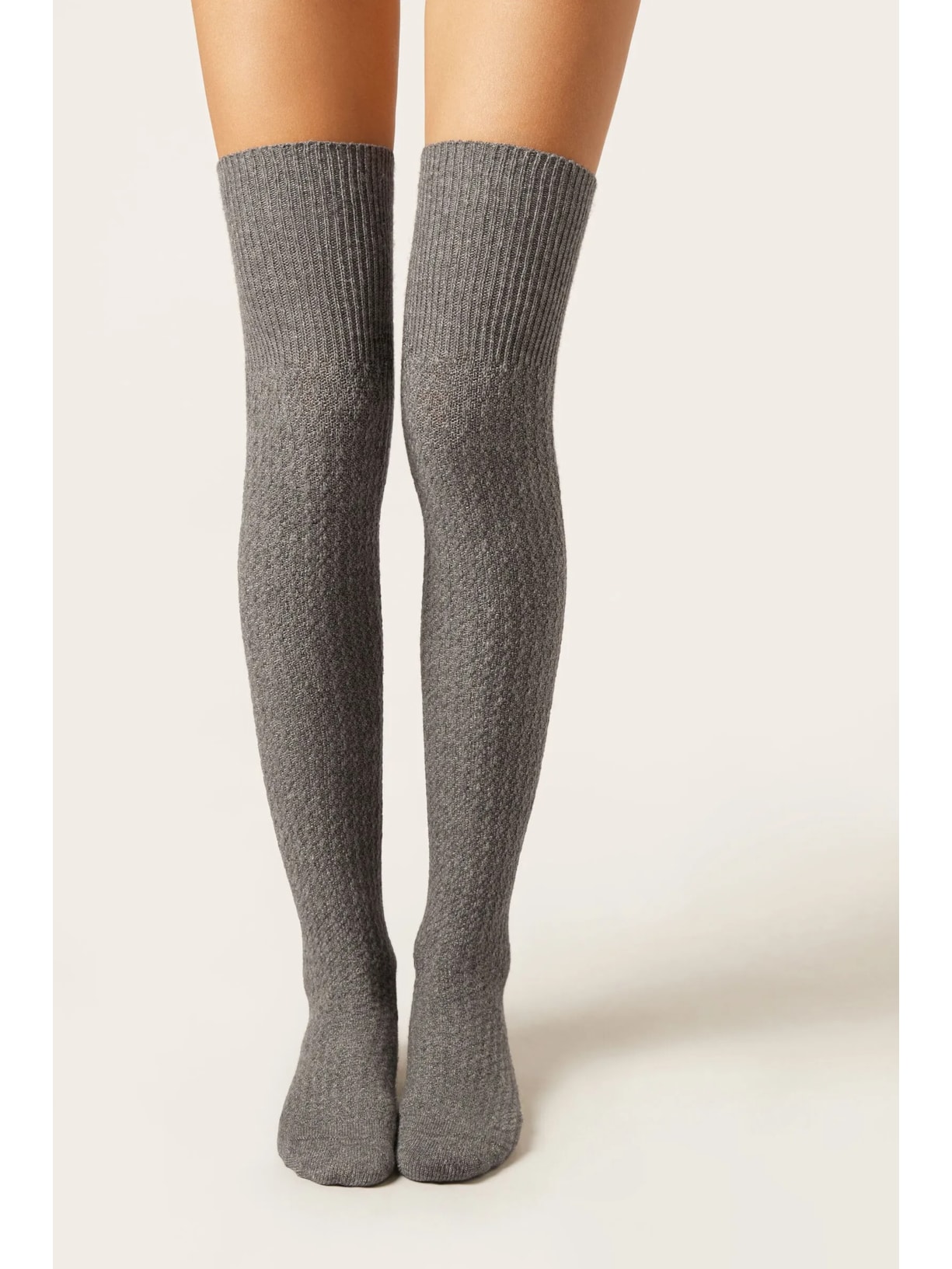 Meia Longuette Com Cashmere Cinza Calzedonia