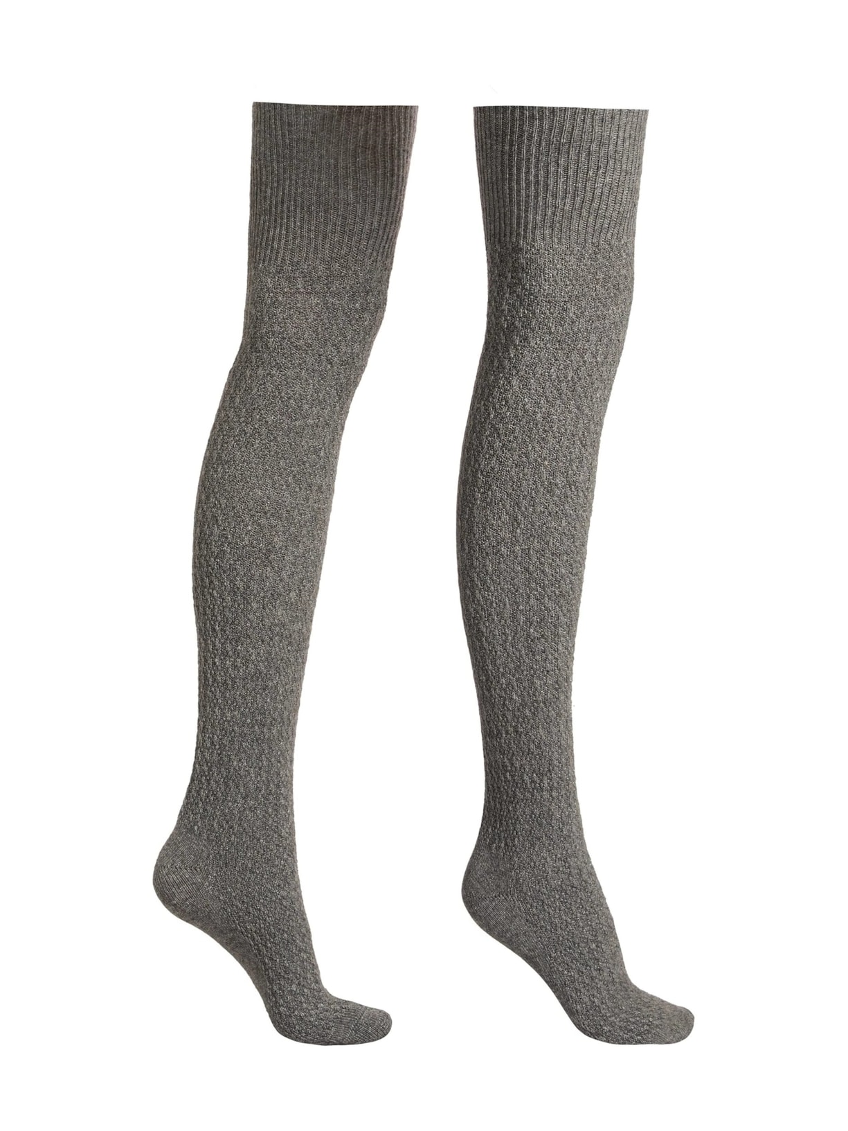 Meia Longuette Com Cashmere - Cinza