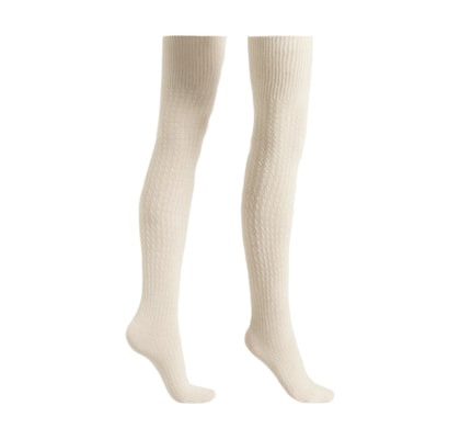 Meia Longuette Com Cashmere - Off-White