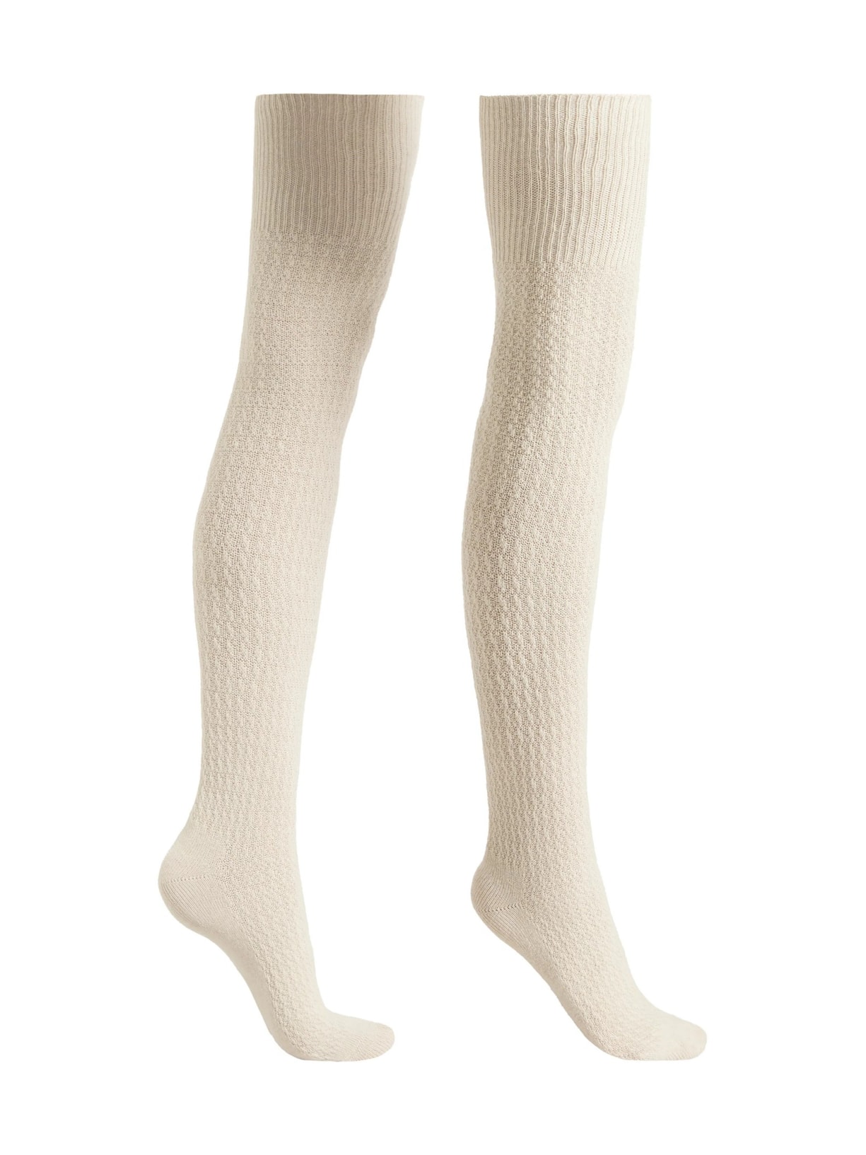 Meia Longuette Com Cashmere - Off-White