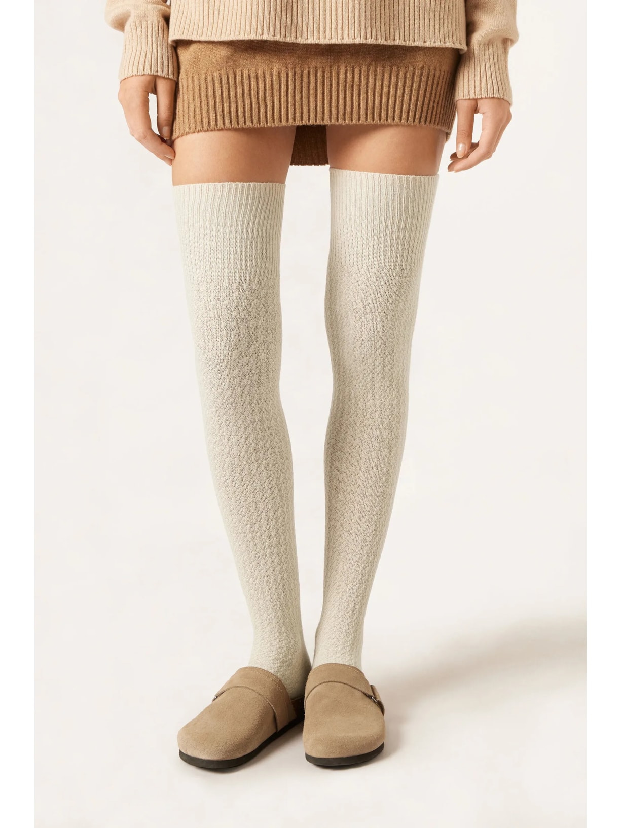 Meia Longuette Com Cashmere Off-White Calzedonia