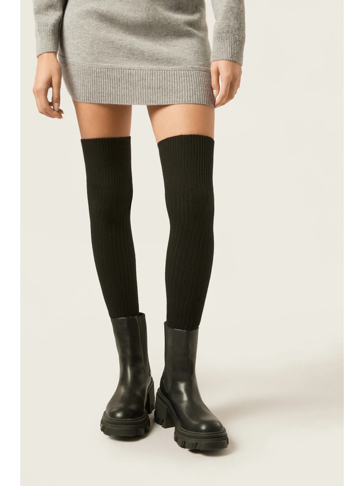 Meia Longuette Com Cashmere Preto Calzedonia