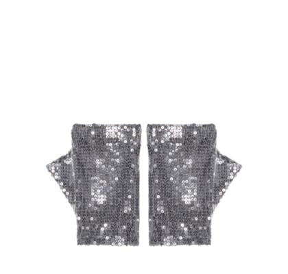 Meia Luva Feminina Paetê - Prateado