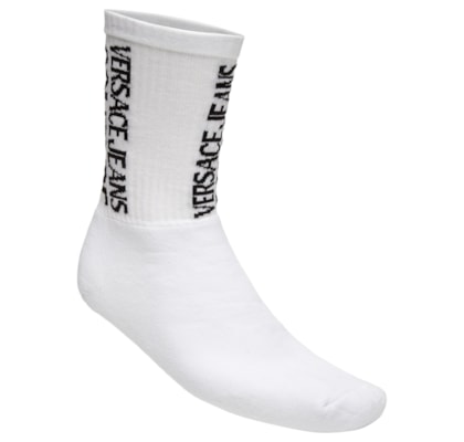 Meia Masculina JC Ribbed Cotton Logo - Branco