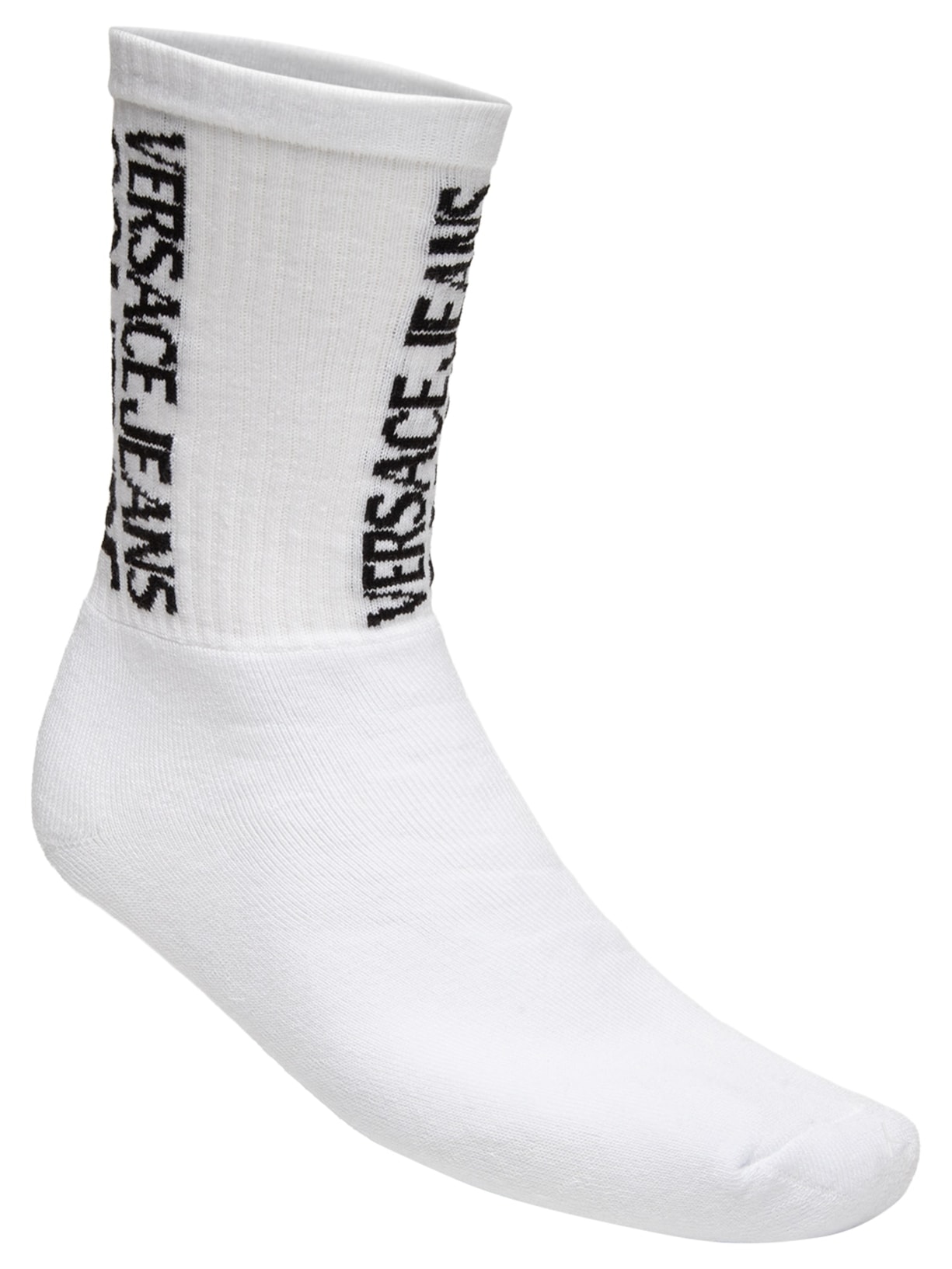 Meia Masculina JC Ribbed Cotton Logo - Branco