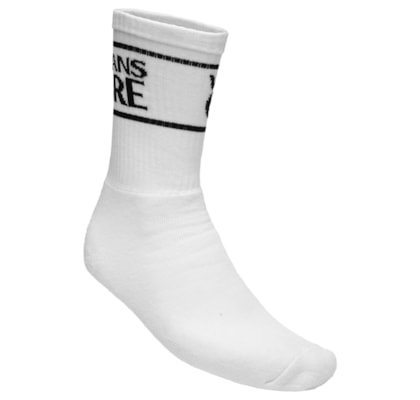 Meia Masculina Ribbed Cotton Logo Striped - Branco