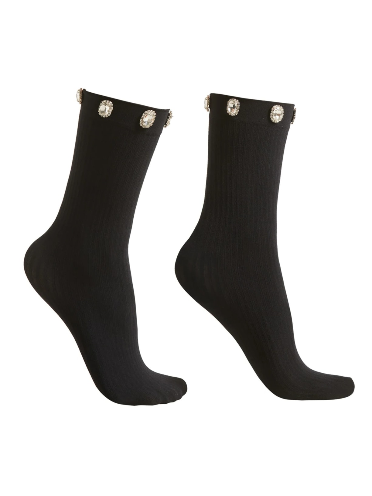 Meia Opaca Com Pedraria - Preto