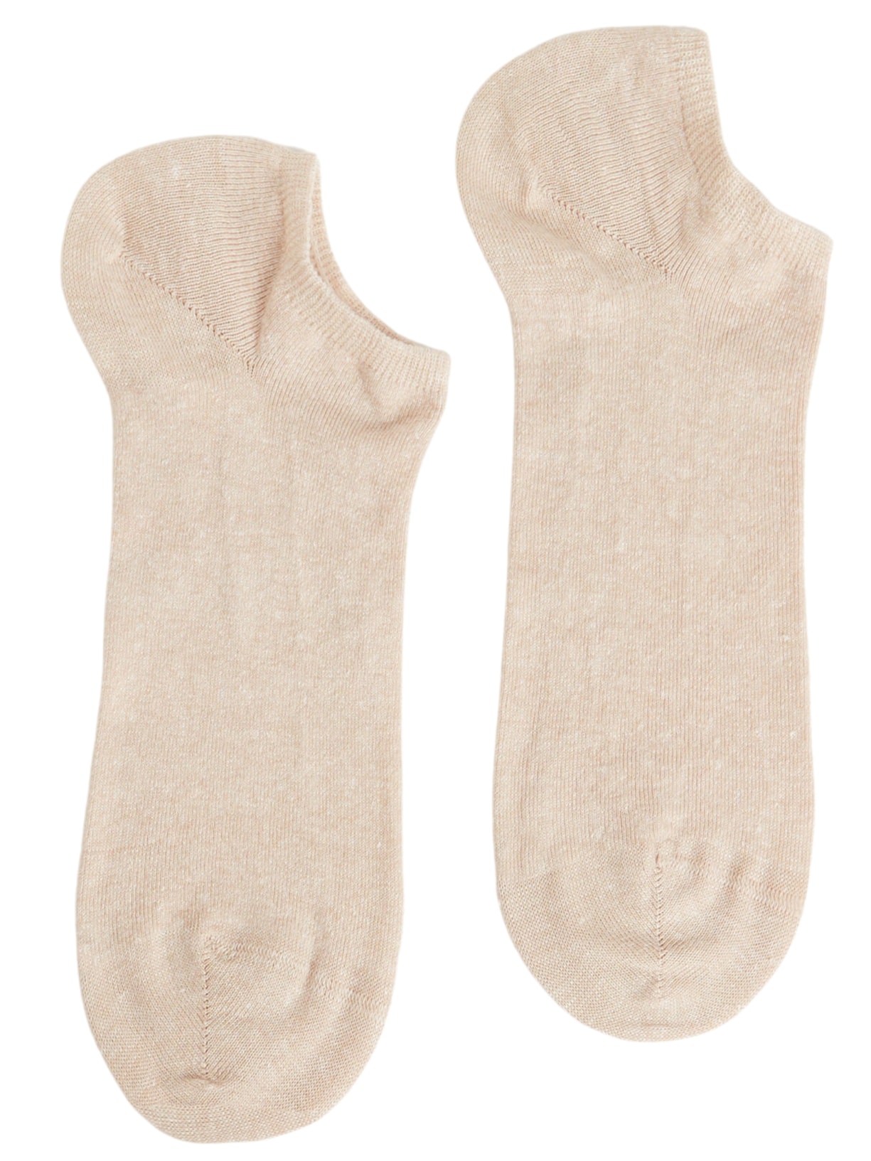 Meia Soquete Em Algodão e Linho - Bege