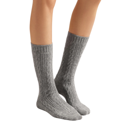 Meia Trabalhada Com Cashmere - Cinza