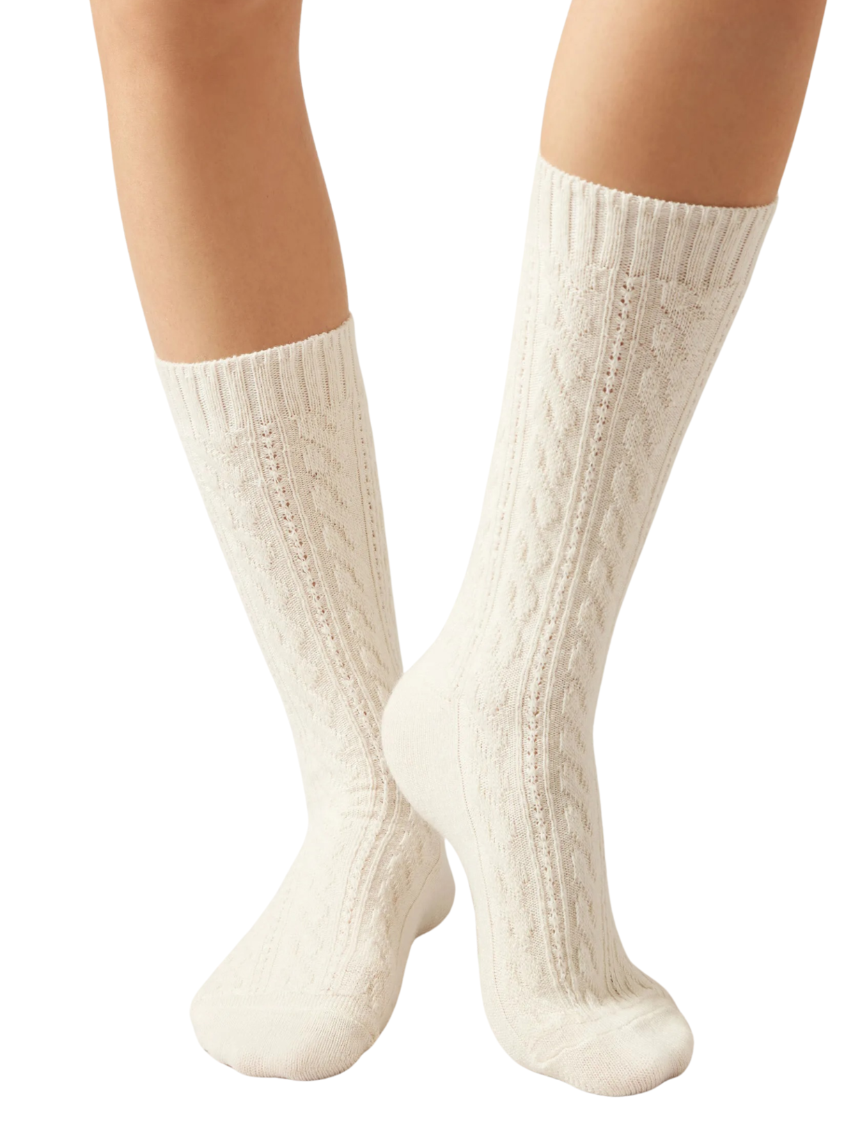 Meia Trabalhada Com Cashmere - Off-White