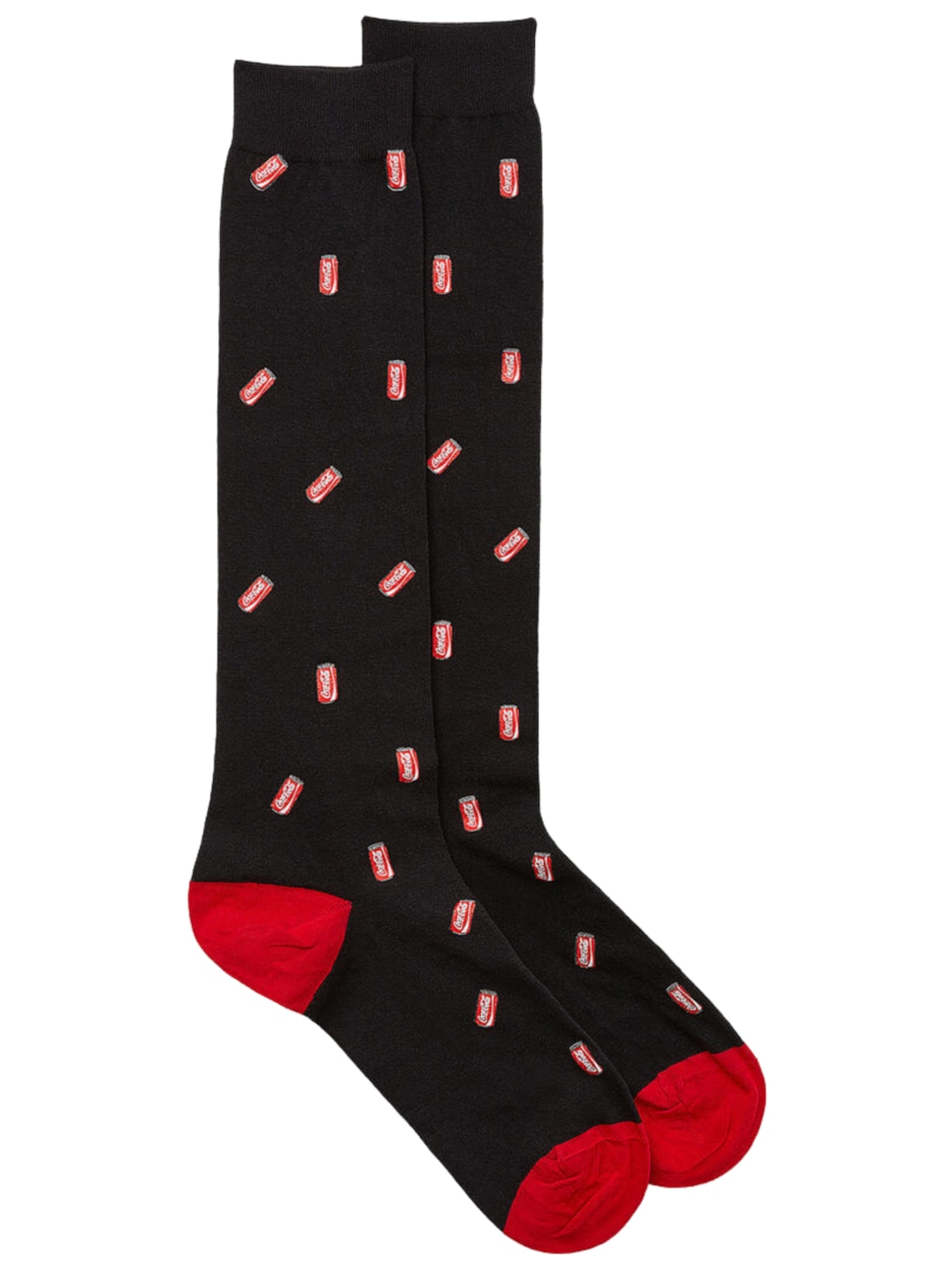 Meias Altas Coca-Cola Em Algodão Macio - Preto