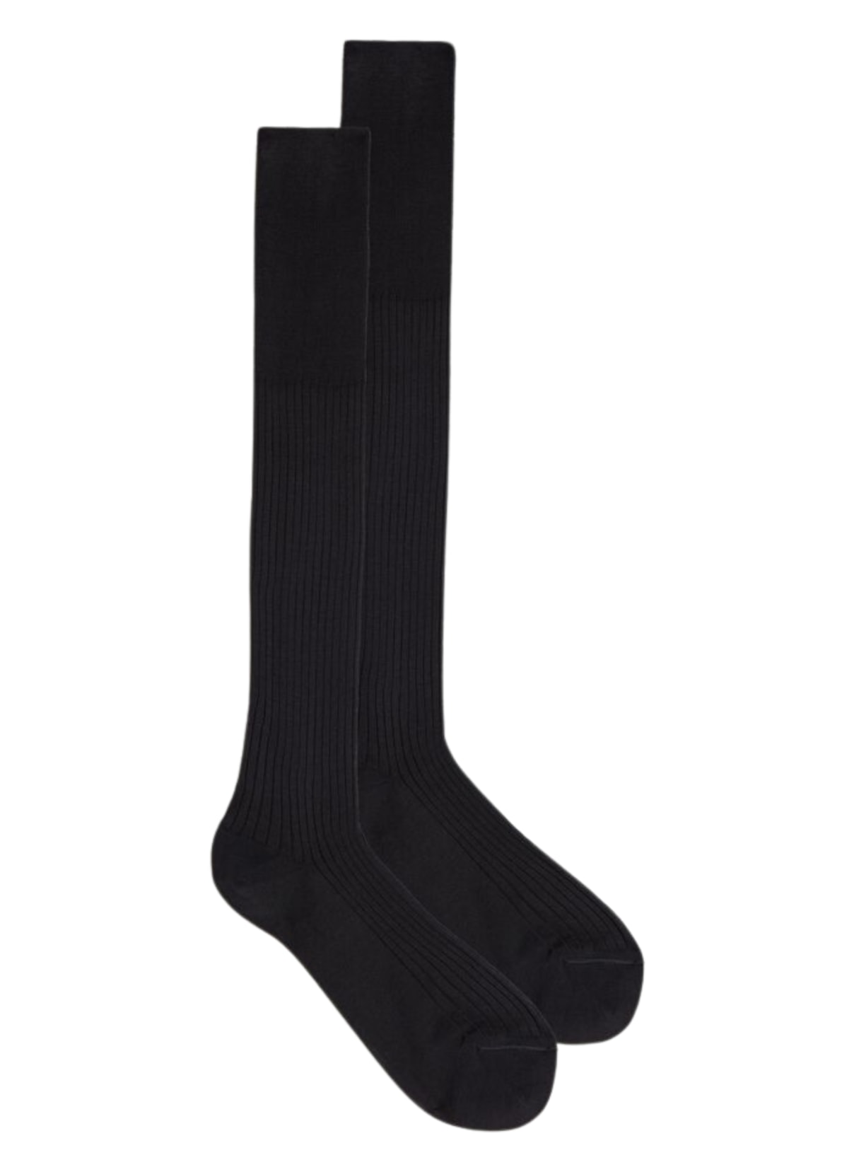 Meias Altas De Algodão Fio-De-Escócia Canelado - Cinza