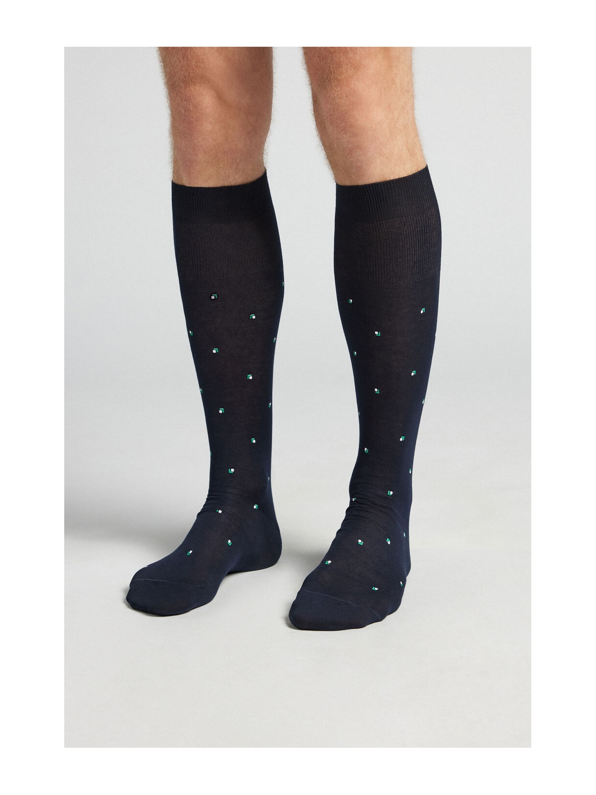 Meias Altas Em Algodão Fio De Escócia Azul Intimissimi