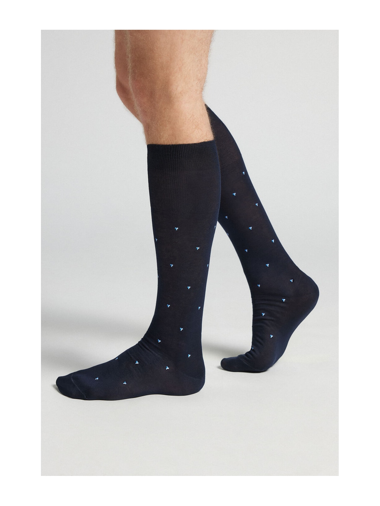 Meias Altas Em Algodão Fio De Escócia Azul Intimissimi