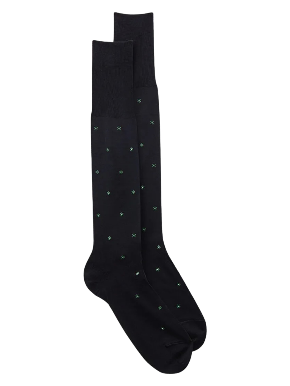 Meias Altas Em Algodão Fio De Escócia Com Estampa - Azul