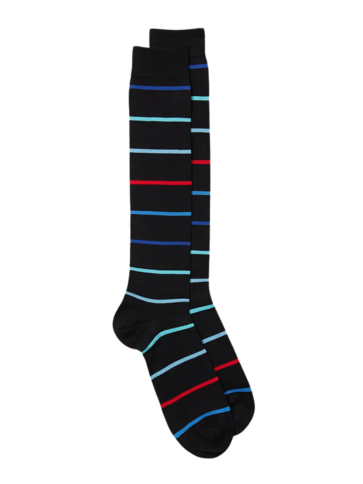 Meias Altas Em Algodão Fio De Escócia Com Estampa - Preto