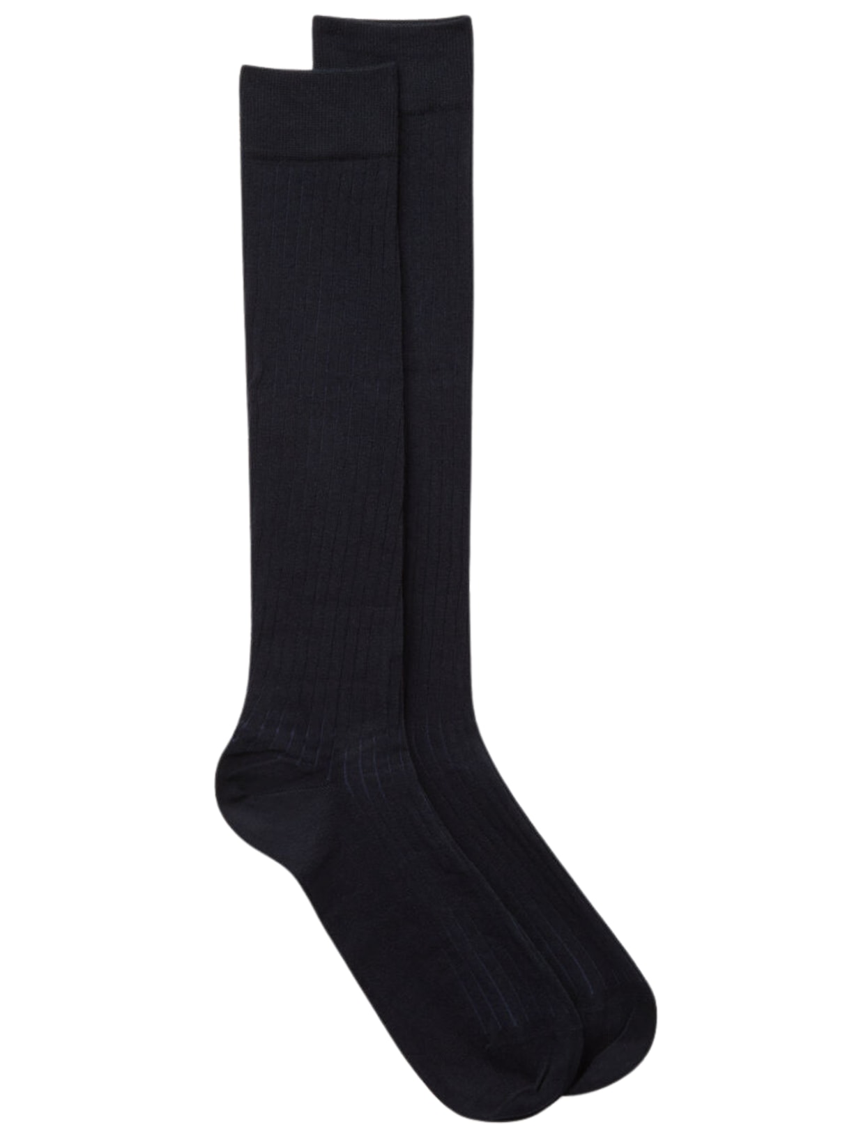 Meias Altas Em Algodão Macio Canelado - Azul