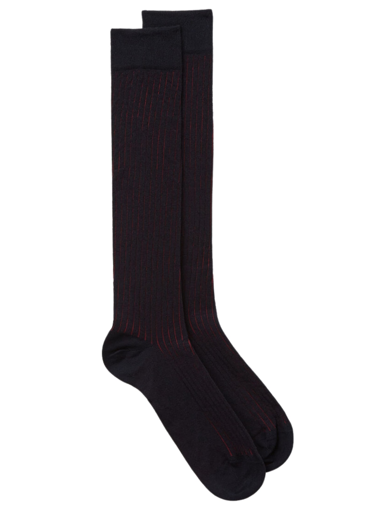 Meias Altas Em Algodão Macio Canelado - Azul