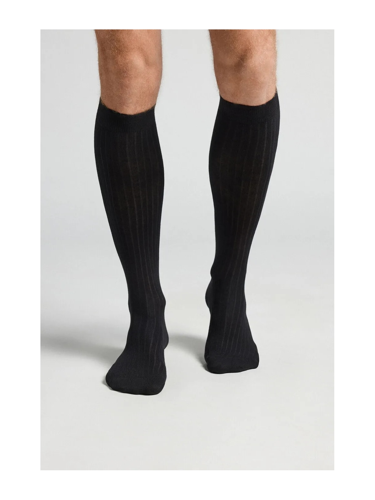 Meias Altas Em Algodão Macio Canelado Preto Intimissimi