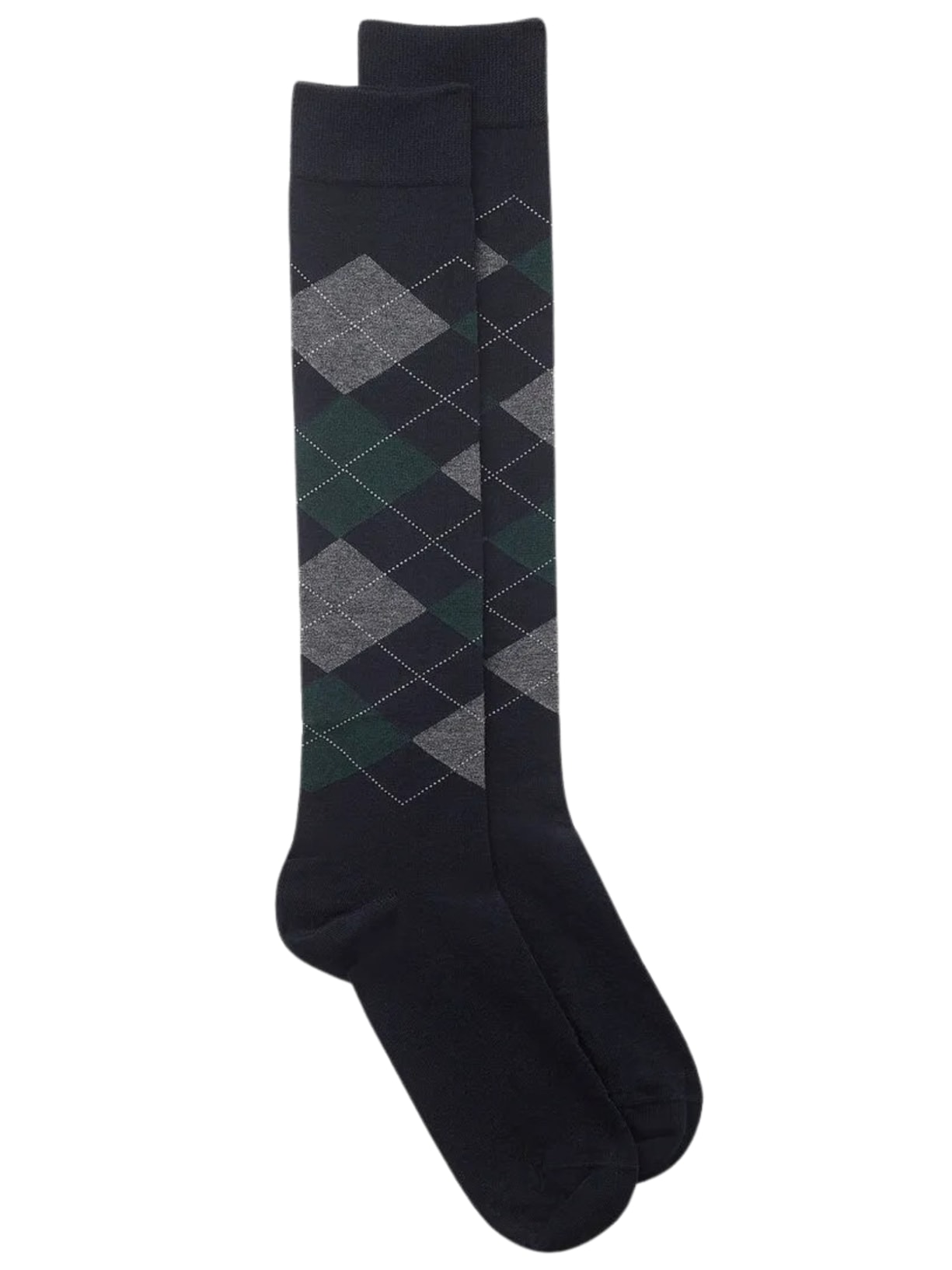 Meias Altas Em Algodão Macio Com Estampa - Azul