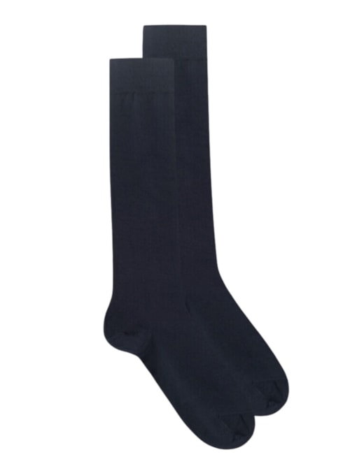 Meias Altas Em Algodão Supima Elástico - Azul